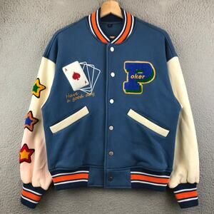 Men's New Wave Street Culture Poker Letterman Jacket Size XS